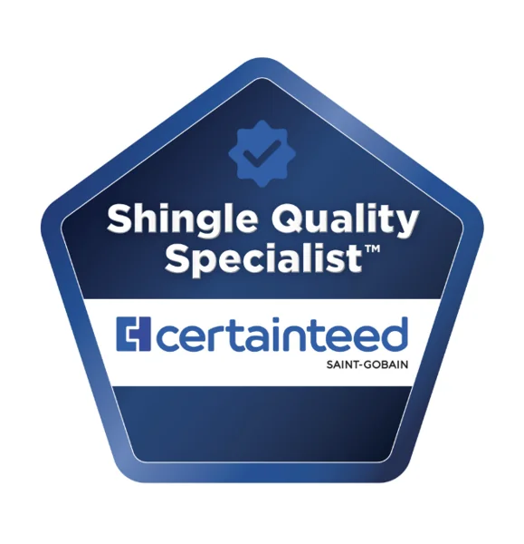 CertainTeed Shingle Quality Specialist certification badge held by S&S Roofing